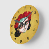 La Catrina - Dia de Los Muertos Girl ラウンド壁時計 (傾斜)