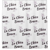 "LA CHICA BRAVA/BLACK" シャワーカーテン (正面)