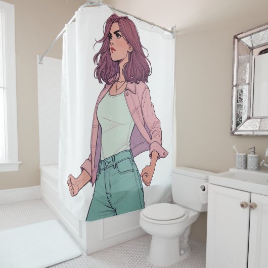 "LA CHICA BRAVA" SHOWER CURTAIN - "DEFIANT" シャワーカーテン (インサイチュ)