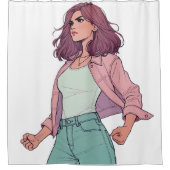 "LA CHICA BRAVA" SHOWER CURTAIN - "DEFIANT" シャワーカーテン (正面)