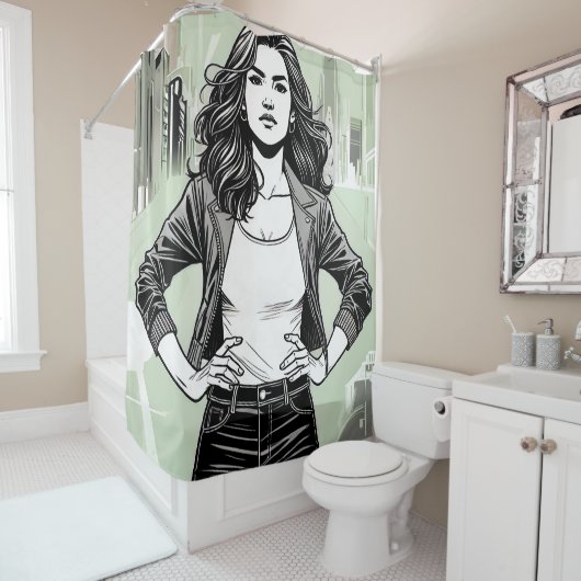 "LA CHICA BRAVA" SHOWER CURTAIN - FIERCE シャワーカーテン (インサイチュ)