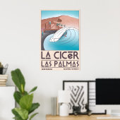La Cicer Surfing Print Retro Beach Scene (Las ポスター (ホームオフィス)