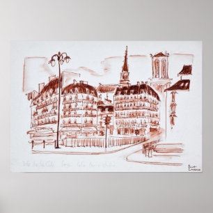 La Cite and Notre Dame de Paris Paris, France ポスター