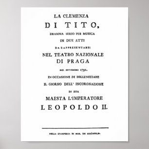 La Clemenza di Tito Librettoタイトルページ ポスター