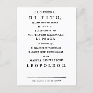 La Clemenza di Tito Librettoタイトルページ ポストカード