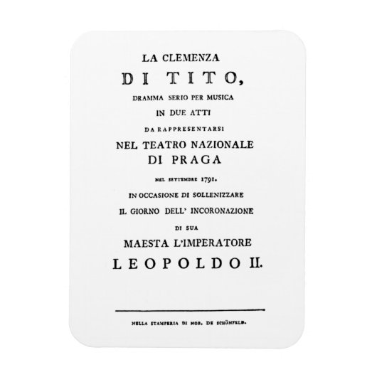 La Clemenza di Tito Librettoタイトルページ マグネット (縦)