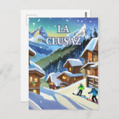 La Clusaz : Éclat Enneigé, Charme Authentique  ポストカード (正面/裏面)