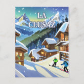 La Clusaz : Éclat Enneigé, Charme Authentique  ポストカード (正面)