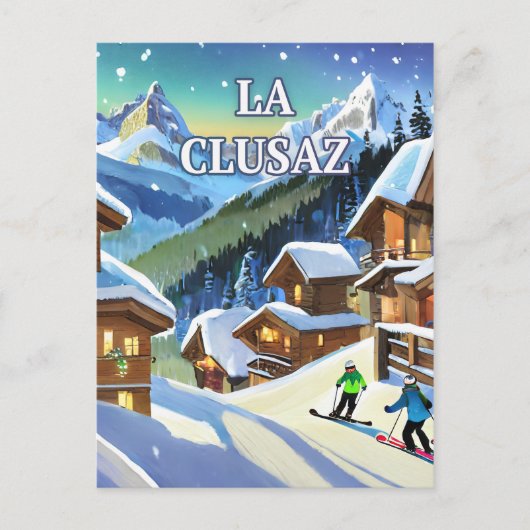 La Clusaz : Éclat Enneigé, Charme Authentique  ポストカード (正面)