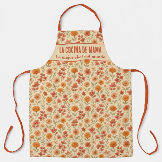 "La Cocina de Mamá" Gift for Mexican mom エプロン (正面)