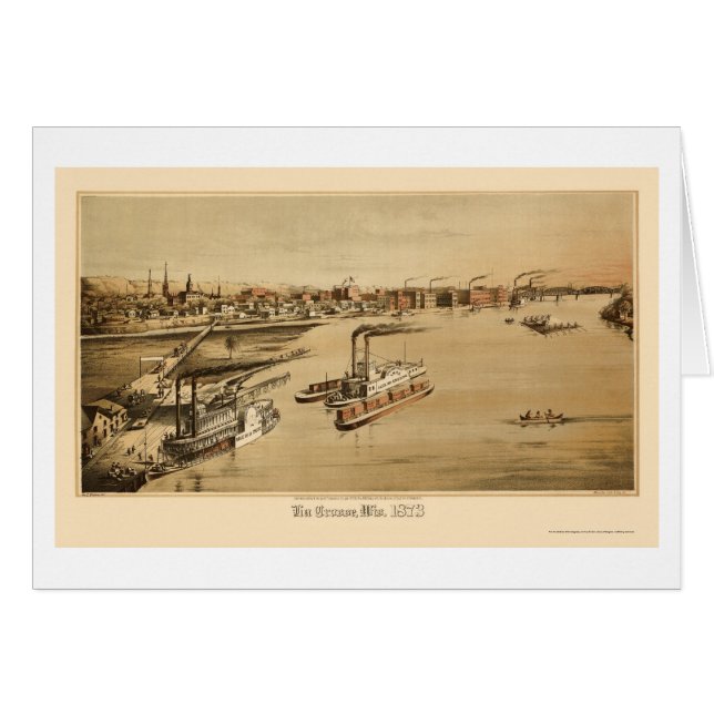 La CrosseのWIのパノラマ式の地図- 1873年 (正面横)