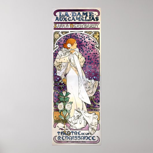 la dame aux camélias by Alfons Mucha 1896 ポスター (正面)