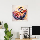 La Danza de Colores,民俗学,水彩画 ポスター (ホームオフィス)