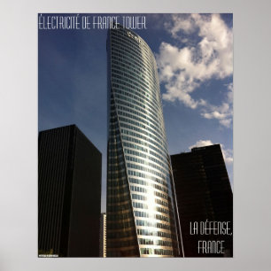 La Défenseのフランス- Électricité deフランスタワー ポスター