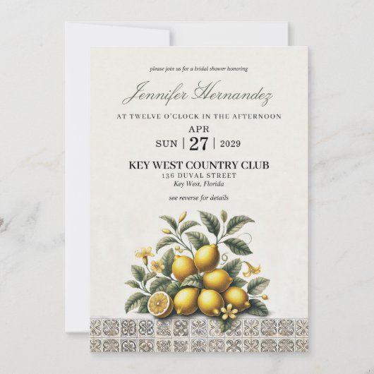 La Dolce Lemons Bridal Shower 招待状 (正面)