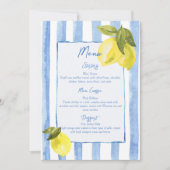 La Dolce Vitaブルーのスストライプメニュカード 招待状 (正面)