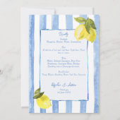 La Dolce Vitaブルーのスストライプメニュカード 招待状 (裏面)