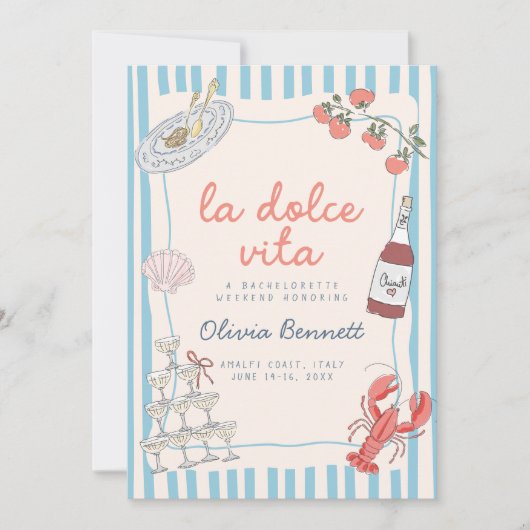 La Dolce Vita Bachelorette Party Invitation 招待状 (正面)