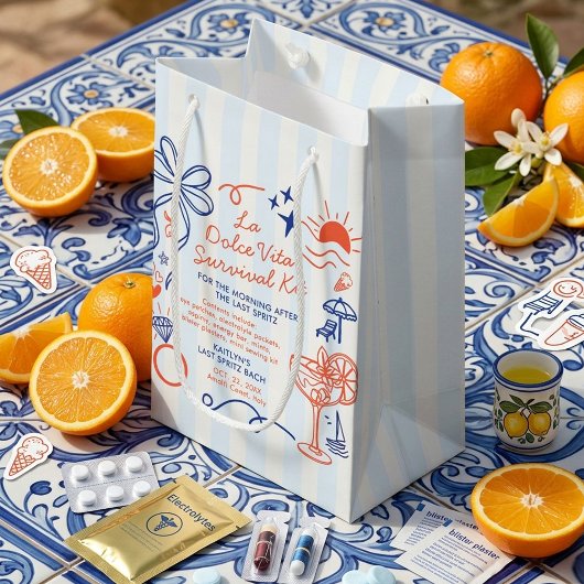 La Dolce Vita Bachelorette Party Survival Kit スモールペーパーバッグ