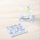 La dolce vita blue Italian bridal shower favors スクエアペーパーコースター (インサイチュ)