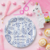 La dolce vita blue stripes Italian bridal shower ペーパープレート (パーティー)