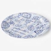 La dolce vita blue stripes Italian bridal shower ペーパープレート (アングル)