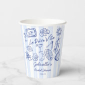 La dolce vita blue stripes Italian bridal shower 紙コップ (裏面)