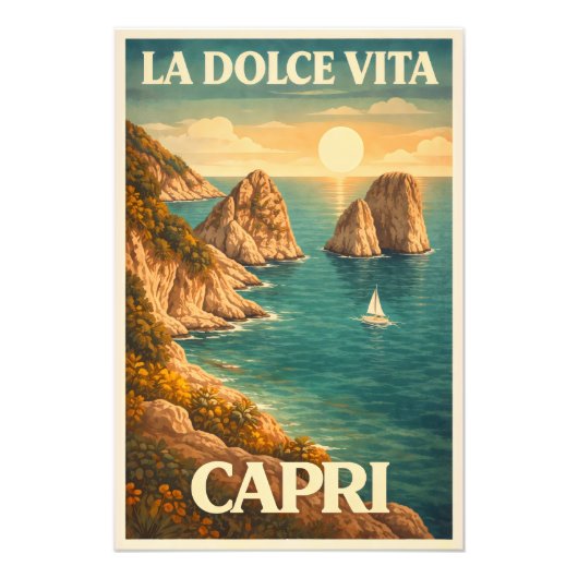La Dolce Vita Capri Vintage Travel  フォトプリント (正面)