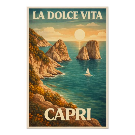 La Dolce Vita Capri Vintage Travel ポスター (正面)
