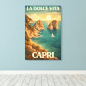 La Dolce Vita Capri Vintage Travel Poster キャンバスプリント (インサイチュ (ウッドフロア))
