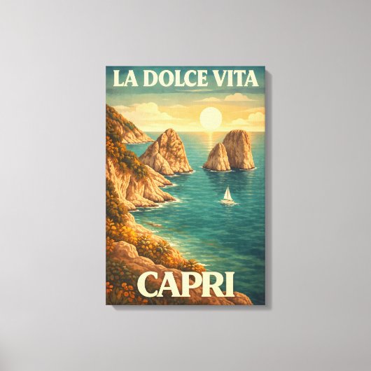 La Dolce Vita Capri Vintage Travel Poster キャンバスプリント (正面)