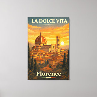 La Dolce Vita Florence Vintage Travel Poster キャンバスプリント