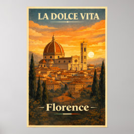 La Dolce Vita Florence Vintage Travel Poster ポスター