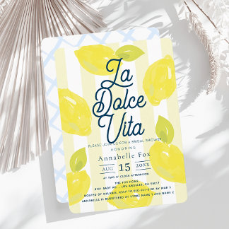 La Dolce Vita Hand-Painted Lemon Bridal Shower 招待状