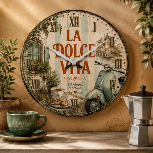 La Dolce Vita Italian ラージ壁時計