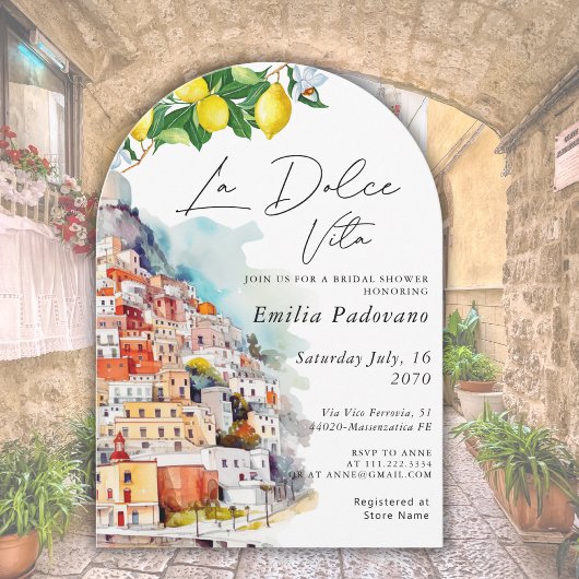 La Dolce Vita Italian Amalfi Arch Bridal Shower  招待状