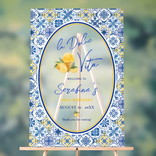 La Dolce Vita Italian Birthday Party Frosted アクリルサイン (ニュートラル)