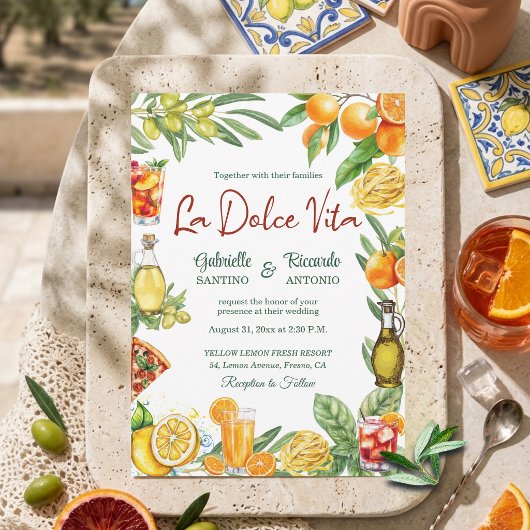 La Dolce Vita Italian Citrus Cocktail Wedding  招待状