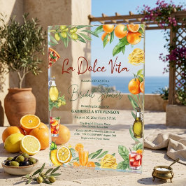 La Dolce Vita Italian Cocktail Bridal Shower アクリル招待状