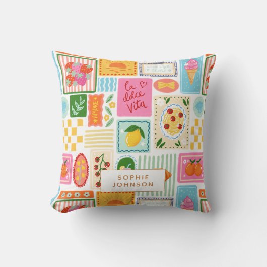 La Dolce Vita Italian French Personalized Colorful クッション (正面)