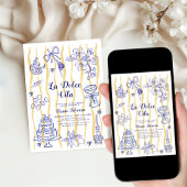 La Dolce Vita Italian Lemon Blue Bridal Shower  招待状