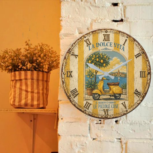 La Dolce Vita Italian Lemon Coast Decor ラージ壁時計