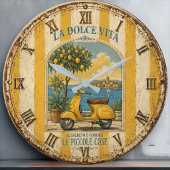 La Dolce Vita Italian Lemon Coast Decor ラージ壁時計