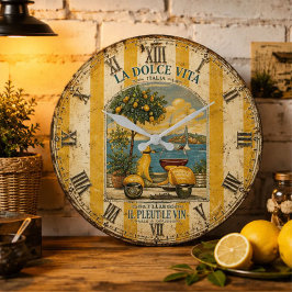La Dolce Vita Italian Lemon Coast Decor ラージ壁時計
