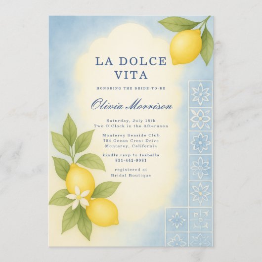 La Dolce Vita Italian QR Code Bridal Shower 招待状 (正面)