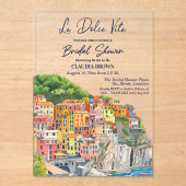 La Dolce Vita Italian Riviera Bridal Shower アクリル招待状 (正面)