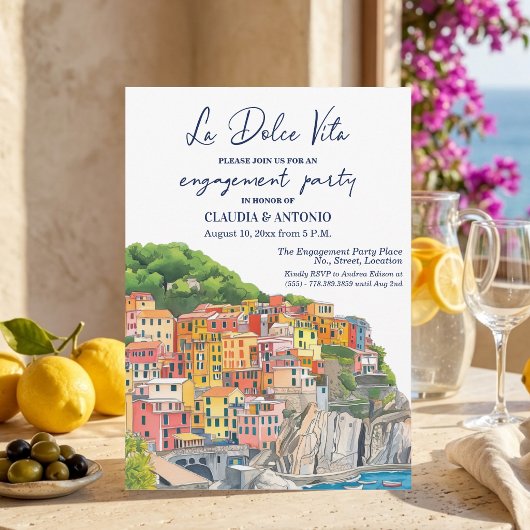 La Dolce Vita Italian Riviera Engagement Party 招待状