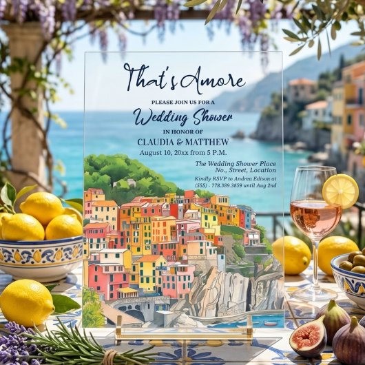 La Dolce Vita Italian Riviera Wedding Shower アクリル招待状