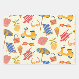 La dolce Vita Italian summer beach Pattern  ラッピングペーパーシート