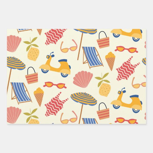 La dolce Vita Italian summer beach Pattern ラッピングペーパーシート (正面)